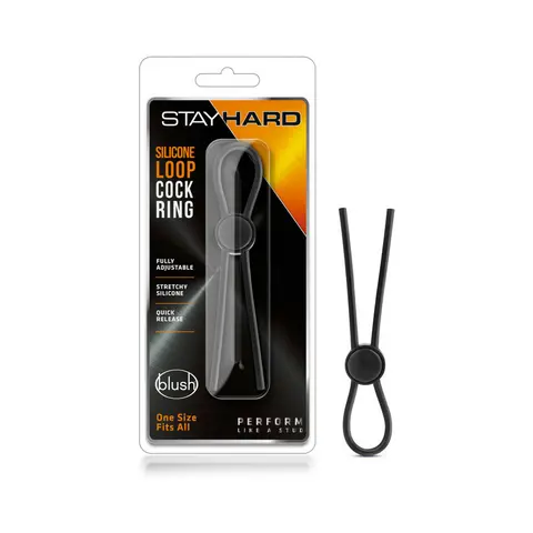Stay Hard Silicone Loop Lasso/Bolo Cockring in Black