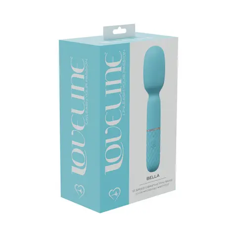 LoveLine Bella 10 Speed Vibrating Mini-Wand Silicone Rechargeable Waterproof in Blue