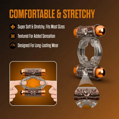 Stay Hard Vibrating Cock Ring Set with Sleeve and 2 Bullets