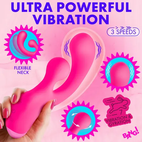 BANG! Gyro Rabbit Silicone Vibrator in Pink