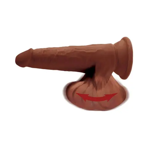 King Cock Plus 8 in. Triple-Density Cock With Swinging Balls Dildo in Brown