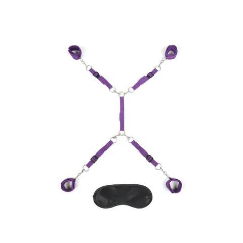 Lux Fetish 7-Piece Bed Spreader Playful Restraint System in Purple