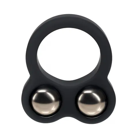 LEVELZ Liquid Silicone Double Weighted Ball Cock Ring in Black
