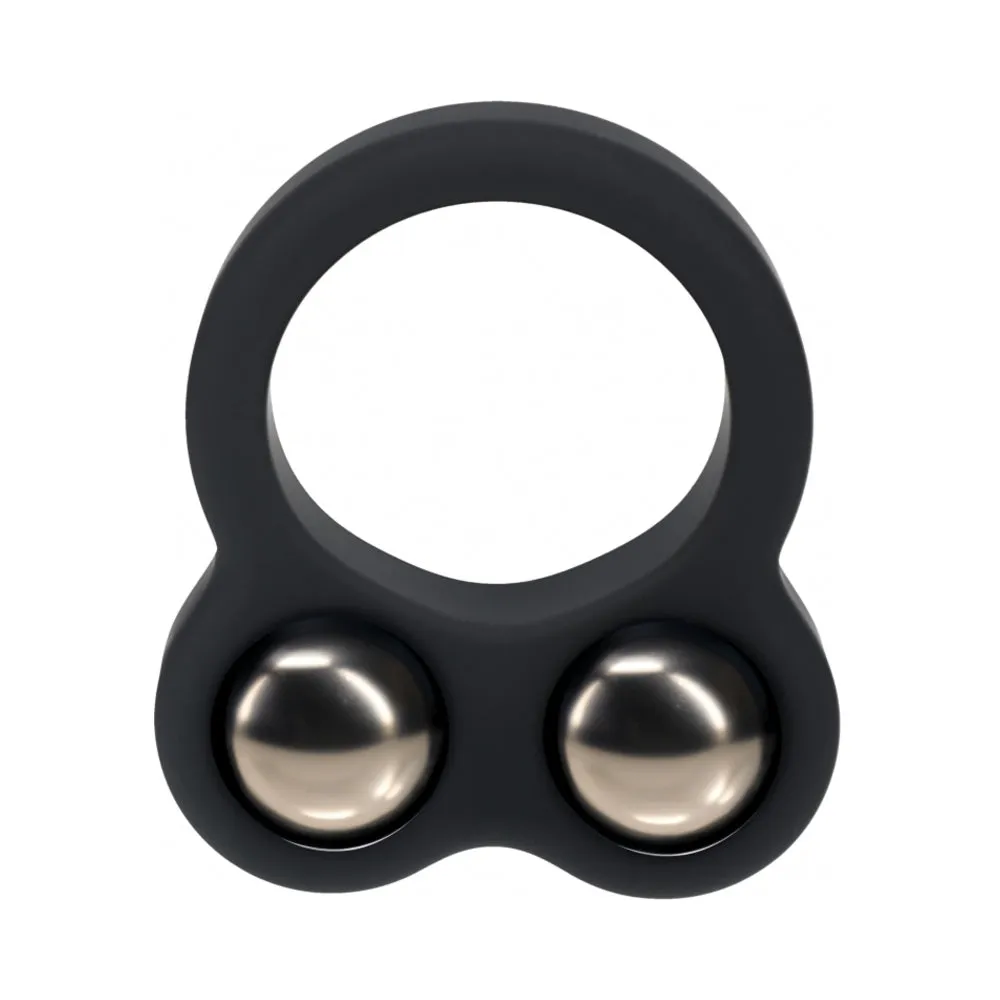 LEVELZ Liquid Silicone Double Weighted Ball Cock Ring in Black