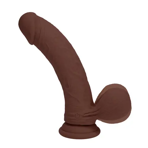 Realrock Realistic Dual Density Vibrating Silicone Dildo with Weighted Balls 7 in. in Brown
