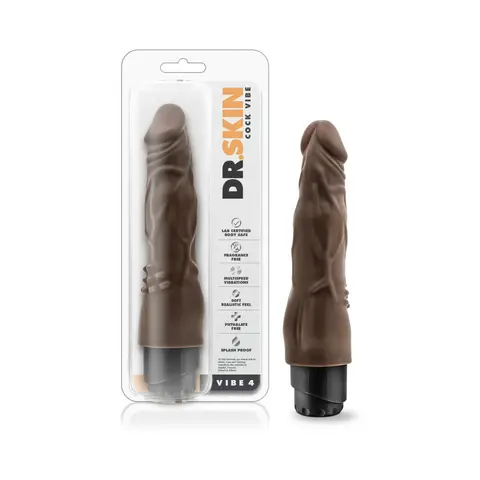 Dr. Skin Cock Vibe 4 Realistic 8 in. Vibrating Dildo in Brown