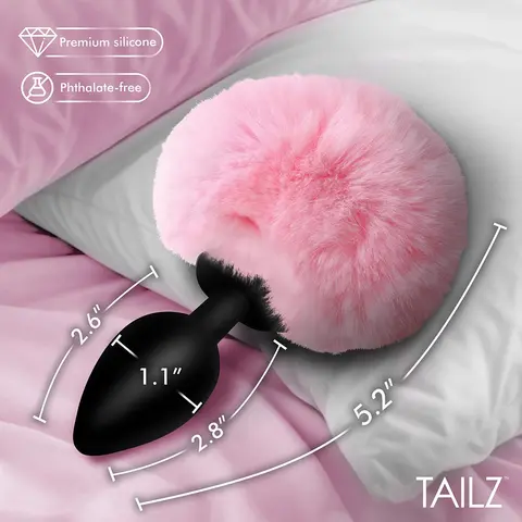Tailz Fluffy Bunny Tail Silicone Plug in Pink