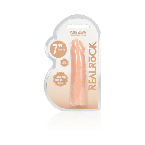 RealRock Realistic Veiny 7 in. Penis Sleeve Extender in Beige