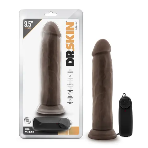 Dr. Skin Dr. Throb Realistic 9.5 in. Vibrating Dildo in Brown