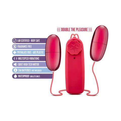 B Yours Double Pop Eggs Remote-Controlled Dual Bullet Vibrator in Cerise