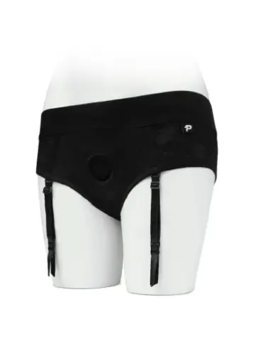 unisex crotchless open-back lace harness briefs