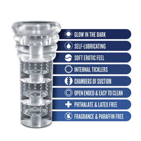 RIZE! Luz Glow in the Dark Self-Lubricating Stroker Clear