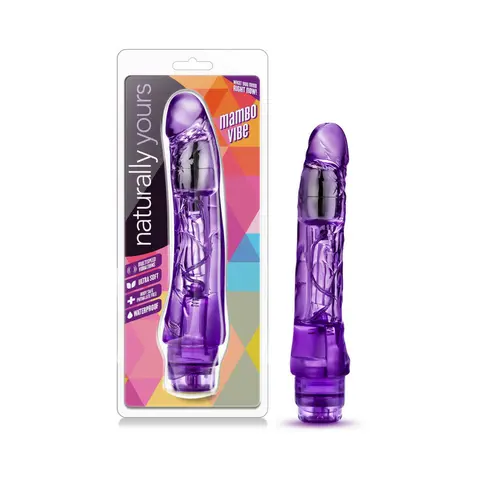 Naturally Yours Mambo Vibe Realistic 9 in. Vibrating Dildo in Purple