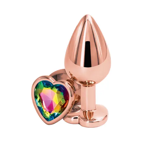 Rear Assets Rose Gold Heart Plug Medium in Rainbow