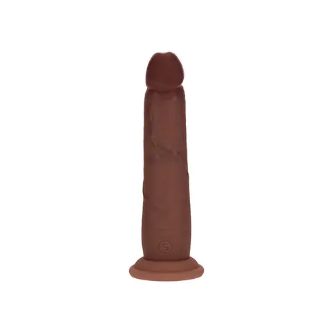 Realrock Sliding Skin Dual Density Silicone Dildo 7 in. in Brown