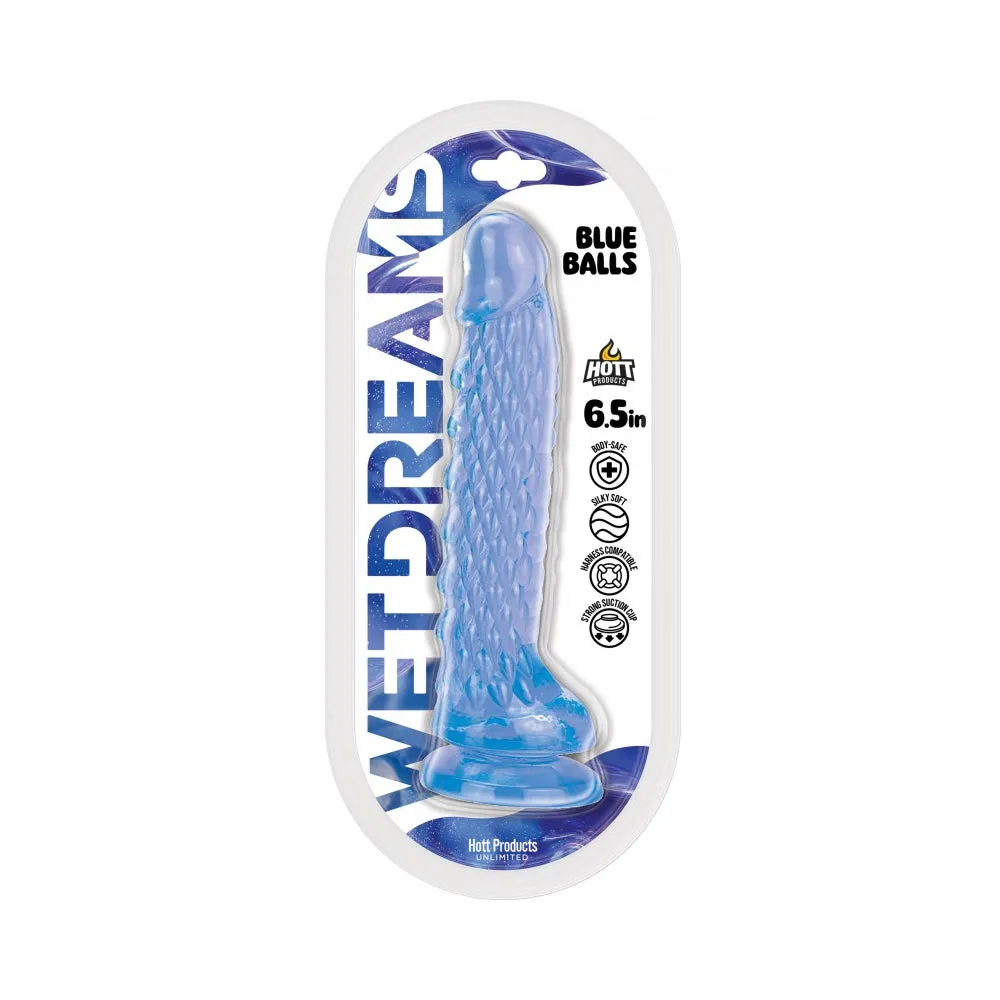 Wet Dreams Blue Balls Jelly Dildo 6.5 in. Special Textured Design