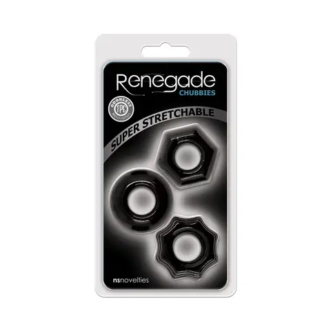 Renegade Chubbies Cock Rings 3-Pack in Black