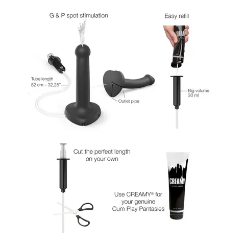 Strap-On-Me Squirting Cum Dildo Black Small (fluid not included)