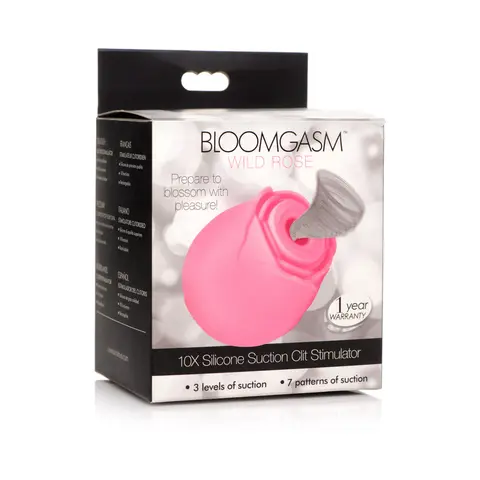 Bloomgasm 10X Wild Rose Silicone Suction Clit Stimulator in Pink