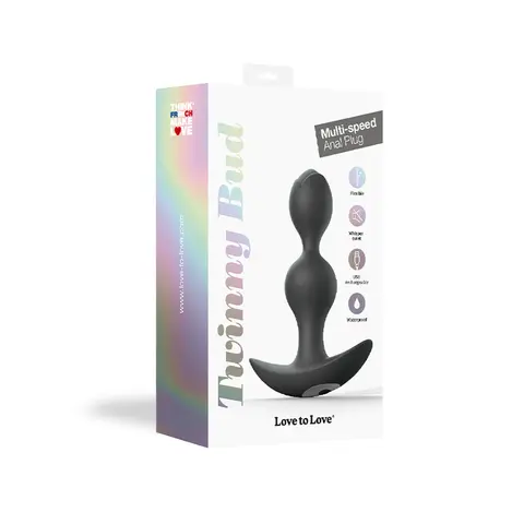 Love to Love Twinny Bud Rechargeable Silicone Multi-Speed Vibrating Anal Plug in Black