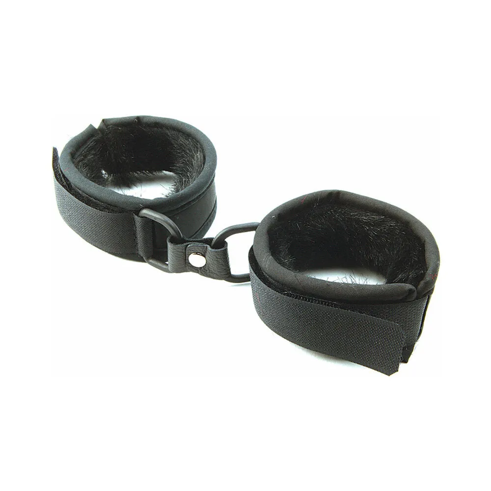 Mink Faux Fur Handcuffs Black