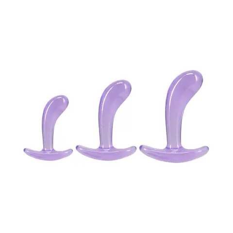 Crystal Jellies Curved Anal Trainer Set in Purple
