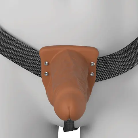 Fantasy X-Tensions Elite Vibrating Hollow Silicone Strap-On 6 in. in Brown