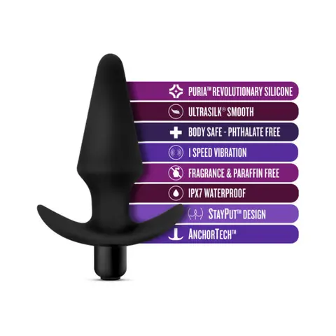 Anal Adventures Platinum Silicone Vibrating Plug Black