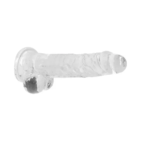 RealRock Crystal Clear Realistic 8 in. Dildo With Balls and Suction Cup in Clear