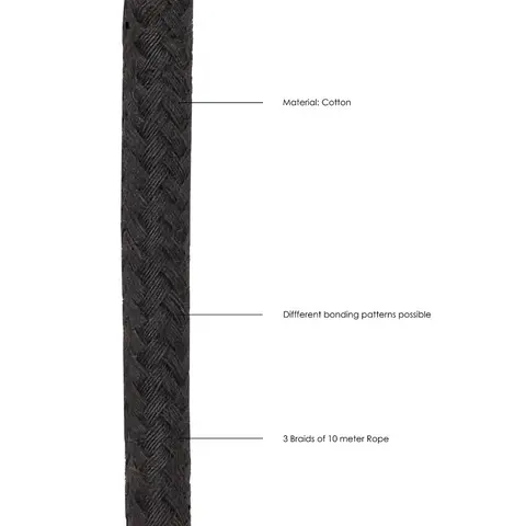 Ouch! Black & White Japanese Rope 10 m / 33 ft. Black