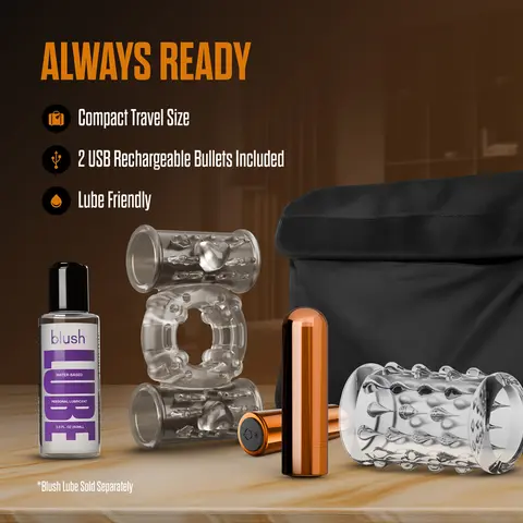 Stay Hard Vibrating Cock Ring Set with Sleeve and 2 Bullets