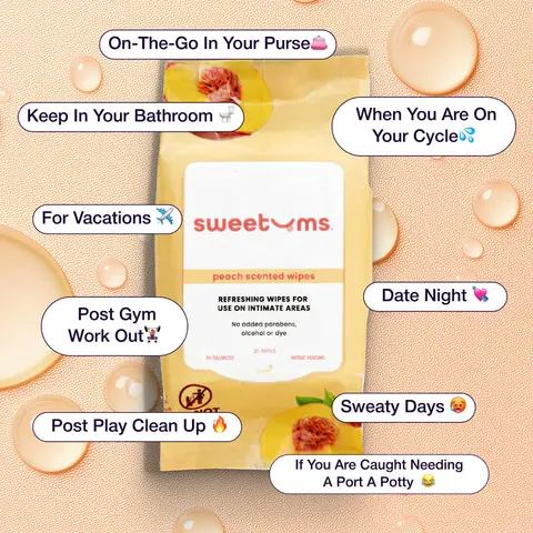 Sweetums Intimate Wipes Peach Scent (Unflavored) 30-Pack