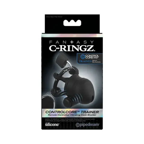 Fantasy C-Ringz ControlCore Trainer Remote Vibrating Cock Blocker Black