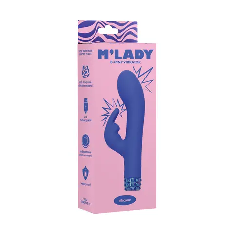 M'Lady Bunny Vibrator 6 in. Blue