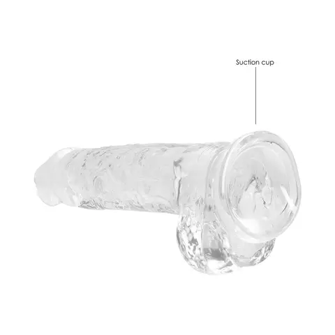 RealRock Crystal Clear Realistic 8 in. Dildo With Balls and Suction Cup in Clear
