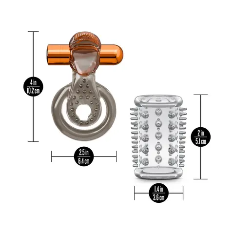 Stay Hard Vibrating Cock Ring Set with Sleeve 5