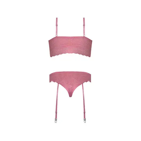 Magic Silk Wisteria Mist Bralette & Panty with Removable Garters Pink S/M