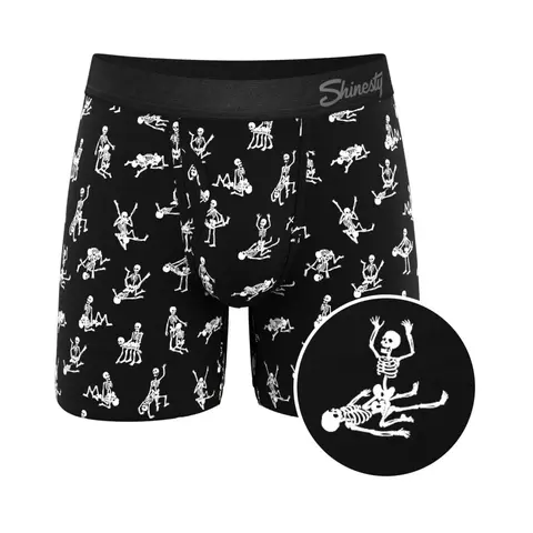Shinesty The Bare Back Bones Glow-in-the-Dark Skeletons Ball Hammock Pouch Underwear with Fly M in Glow in the Dark