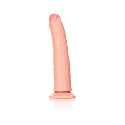 RealRock Realistic 7 in. Slim Dildo With Suction Cup in Beige