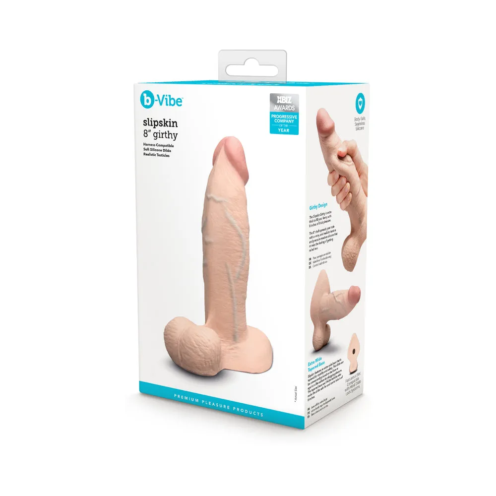 b-Vibe Slipskin Realistic Silicone Dildo 8 in. Girthy Cream