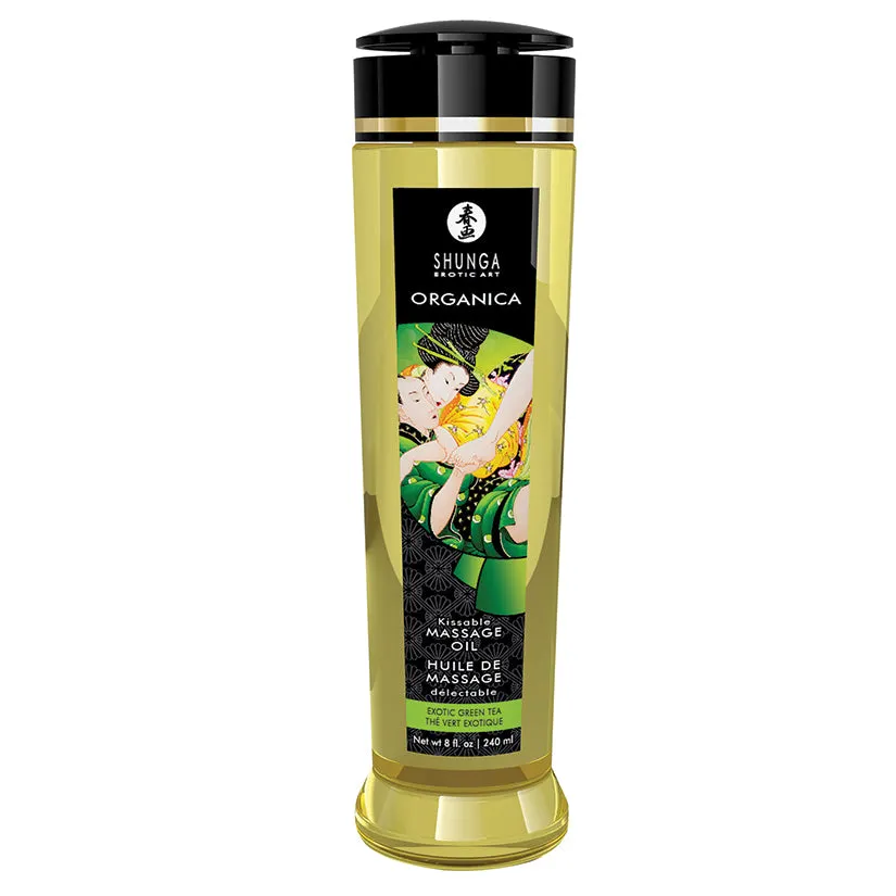 Shunga Organica Kissable Massage Oil Exotic Green Tea 8 oz.