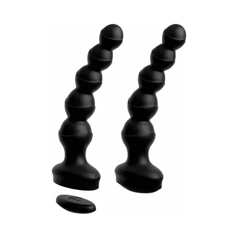 3Some Wall Banger Vibrating Anal Beads With Suction Cup Black