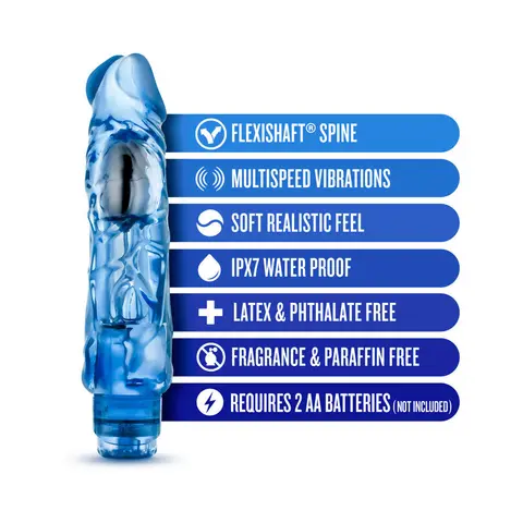 Naturally Yours Wild Ride Realistic 9 in. Vibrating Dildo in Blue
