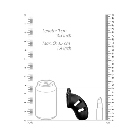Shots ManCage Model 20 Adjustable 3.5 in. Silicone Chastity Cock Cage Black