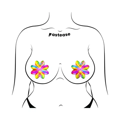 Pastease Electric Rainbow Fractal Laser Petal Breast Pasties