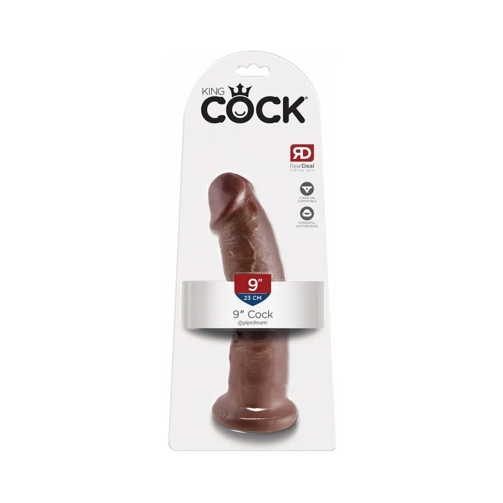 King Cock 9 in. Cock Realistic Dildo With Suction Cup in Brown