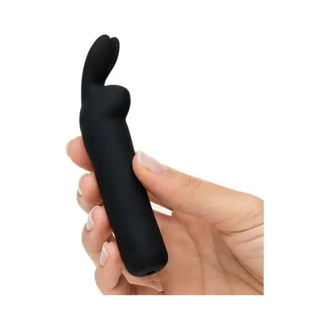 Happy Rabbit Rechargeable Silicone Bullet Vibrator With Ears in Black