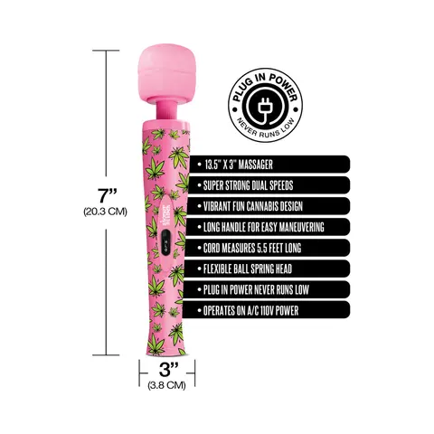 Stoner Vibes Wacky Weed Wand Massager Pink Kush