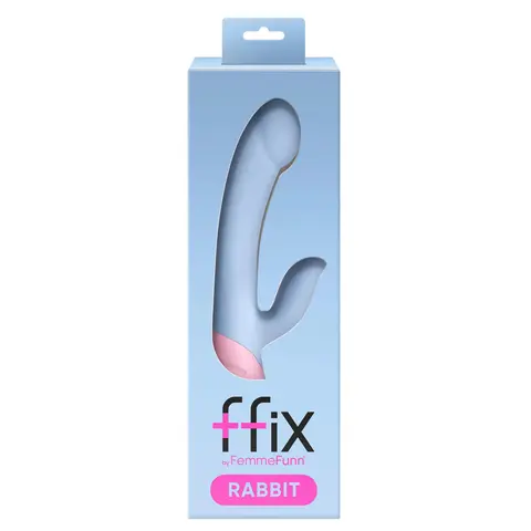 FemmeFunn FFIX Rabbit Waterproof Silicone Dual Stimulation G-Spot Vibrator Light Blue