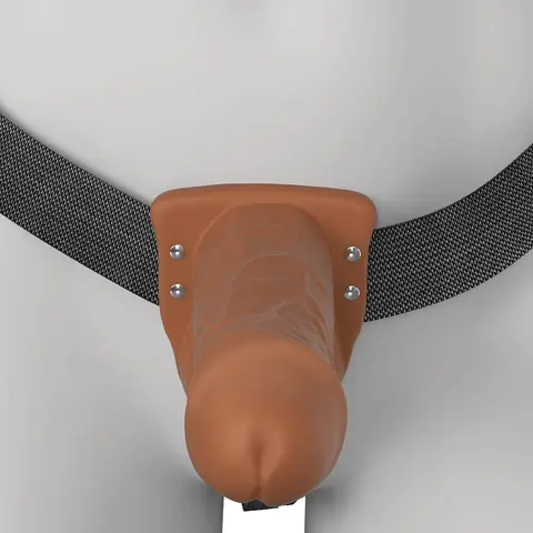 Fantasy X-Tensions Elite Vibrating Hollow Silicone Strap-On 7 in. in Brown